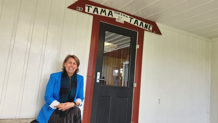 The final reveal: Jenny May Clarkson at her marae.