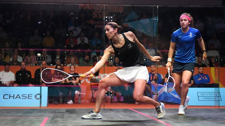 Joelle King is through to the quarter-finals of the women's singles in Birmingham.