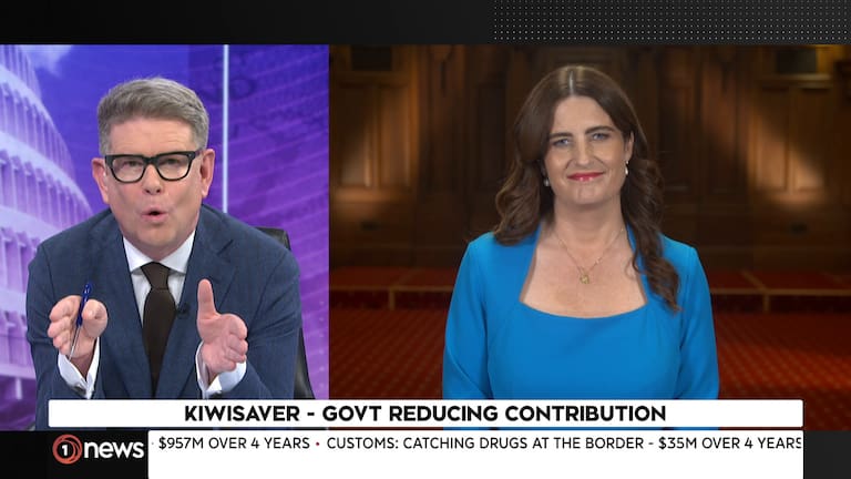 John Campbell interviewing Finance Minister Nicola Willis during the Budget Special he presented in May.