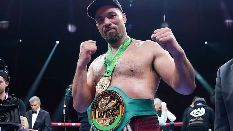 Joseph Parker celebrates his impressive upset win over Deontay Wilder in Saudi Arabia.
