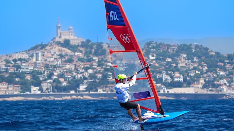 Josh Armit contests foiling at the Paris Olympics.