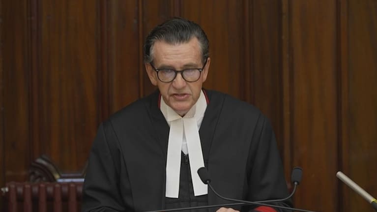 Judge Christopher Beale delivering sentencing remarks in the Victoria Supreme Court.