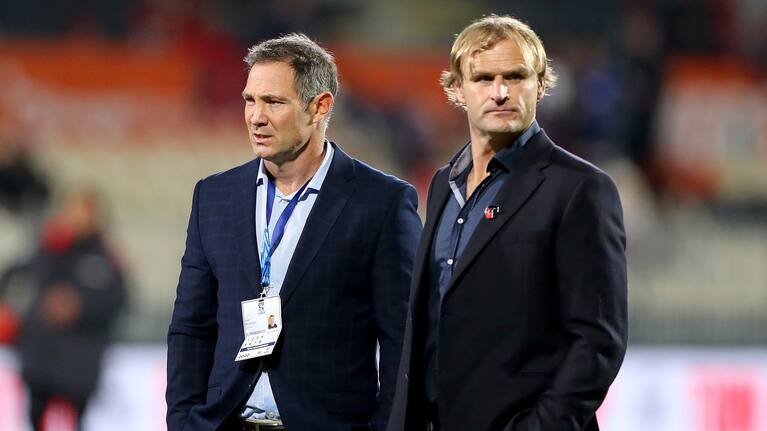 Opposing coaches Leon MacDonald and Scott Robertson played together for the Crusaders in the Super Rugby final defeat to the Blues in 2003.