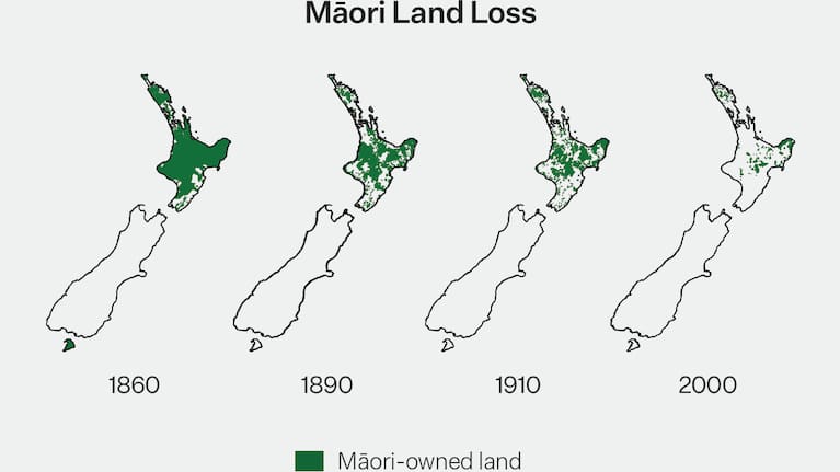 Loss of Māori-controlled land over the past 163 years.