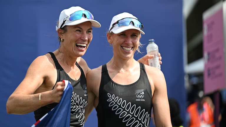 Lucy Spoors (left) and Brooke Francis(right) took home gold in the women's double sculls final.