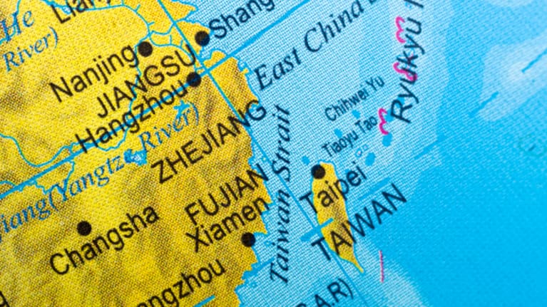 Map showing China and Taiwan
