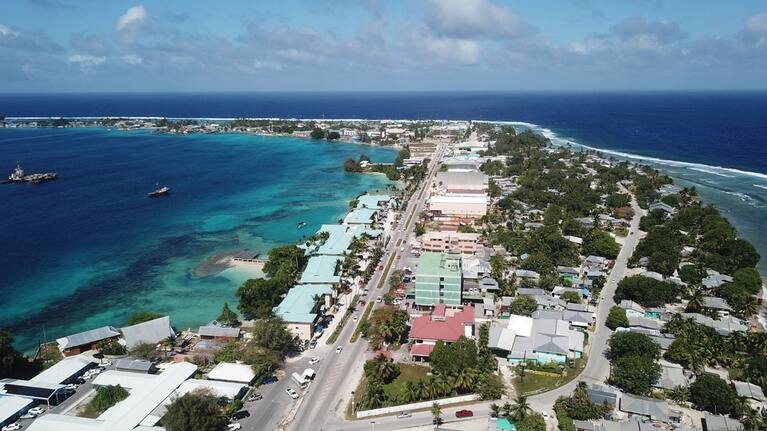 Majuro atoll and Majuro town in Marshall islands.