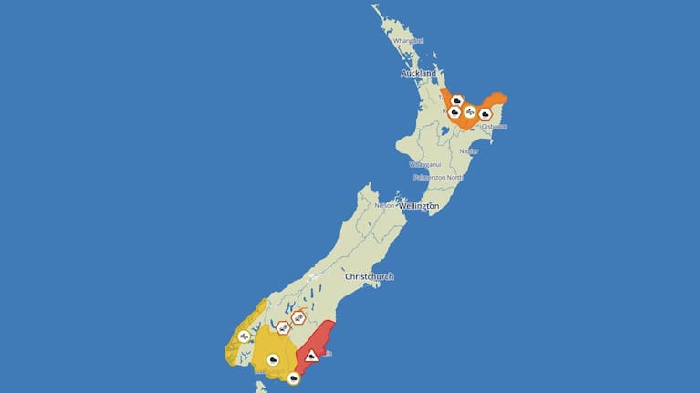 MetService said warnings and watches are in place for heavy rain and severe gales into tomorrow.