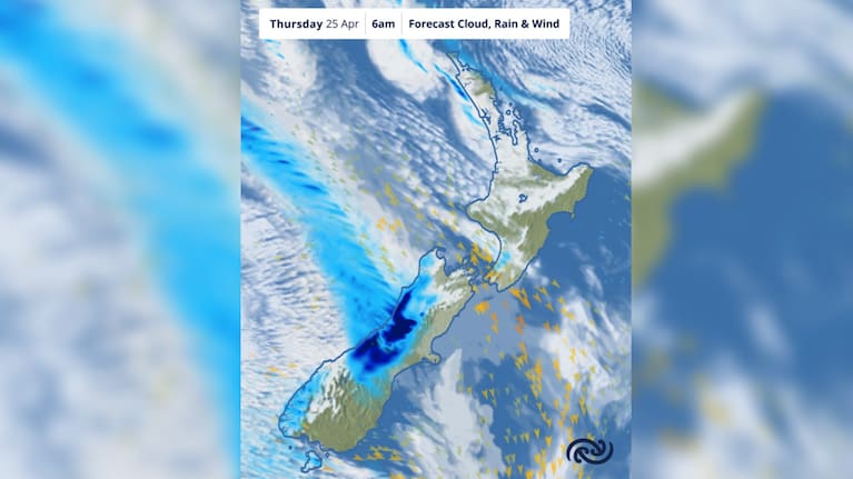 MetService’s forecast for ANZAC day morning.