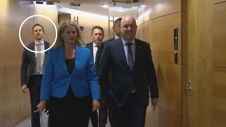 Michael Forbes, highlighted in white, in Parliament earlier this year.