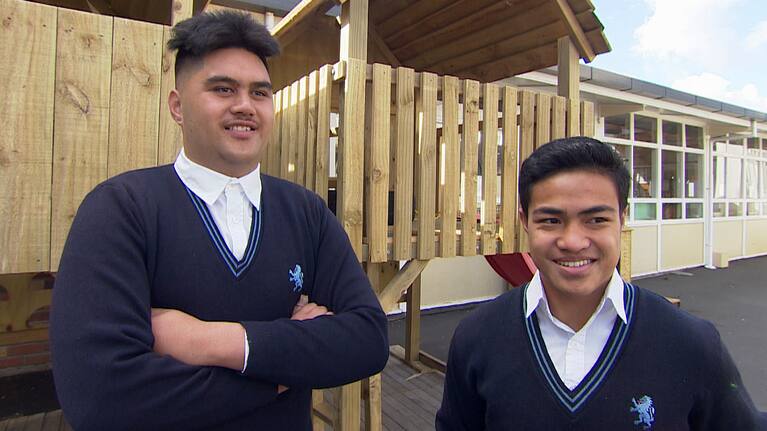 Mount Albert Grammar School pupils Matt Paul, left, and Senio Amaama Sue.