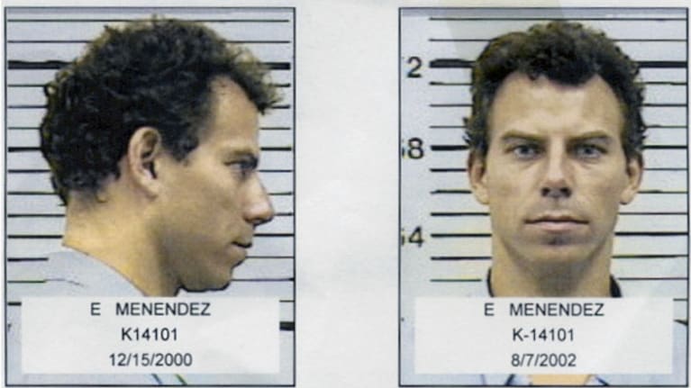 Mug shots of Erik Menendez in 2000 and 2002, following his arrest and conviction for the murder of his parents.