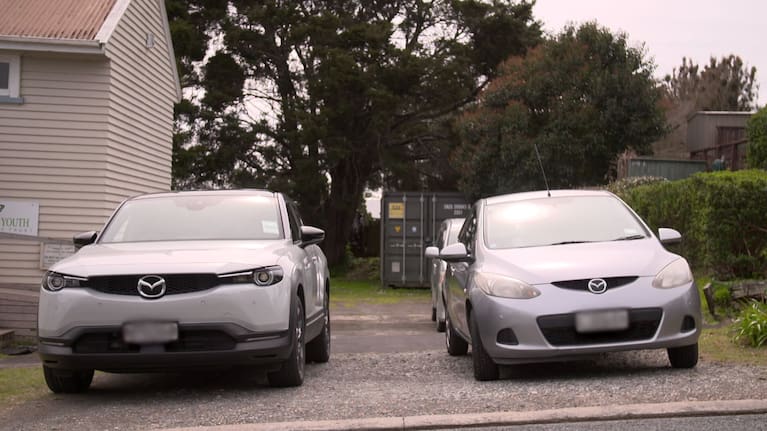 Outwest's new car sits next to the old Demio.