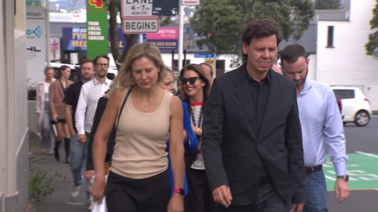Patrick Gower seen with other Newshub staff.