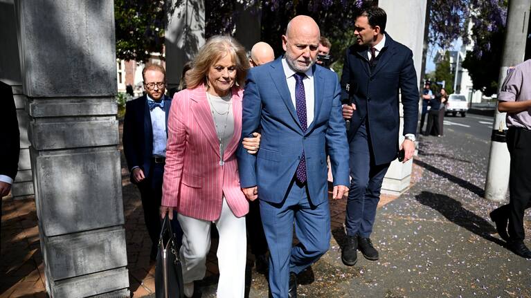 Philip Polkinghorne is seen leaving Auckland High Court after a jury found him not guilty of the murder of his wife Pauline Hanna, in their Remuera home in 2021.
