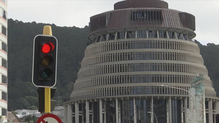 Traffic light outside the Beehive (file photo).