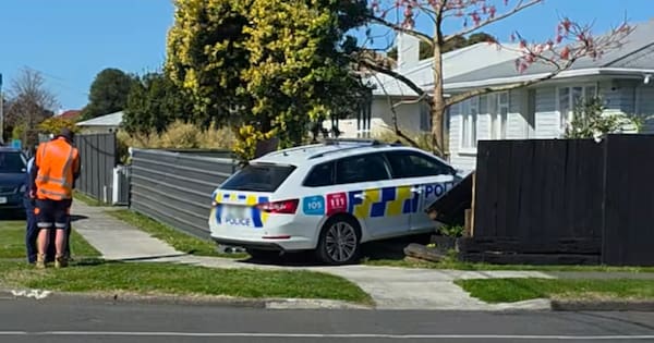 Police car crashes into Napier fence, wasn’t on emergency call