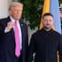 President Donald Trump, left, gestures as he greets Ukraine's President Volodymyr Zelensky at the White House