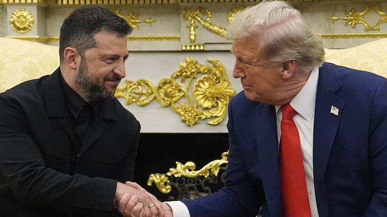 President Donald Trump meet with Ukraine's President Volodymyr Zelenskyy in the Oval Office at the White House.