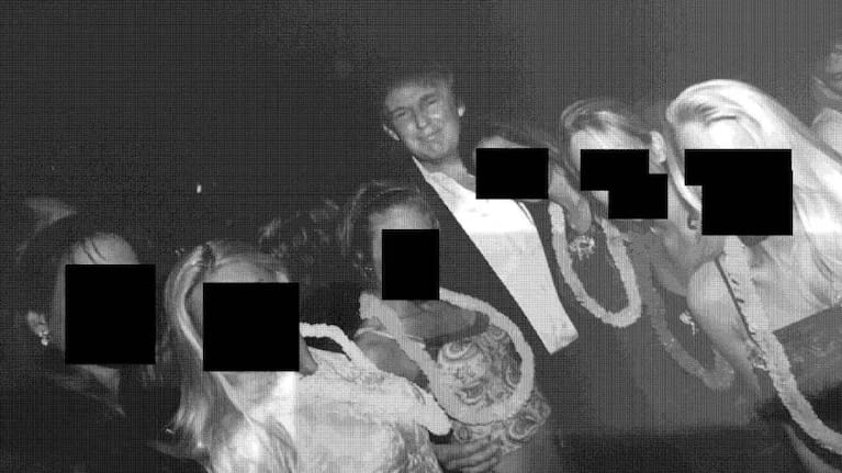President Donald Trump poses with unidentified women in this handout image from the estate of the late financier and convicted sex offender Jeffrey Epstein, released by Democrats on the House Oversight Committee in Washington
