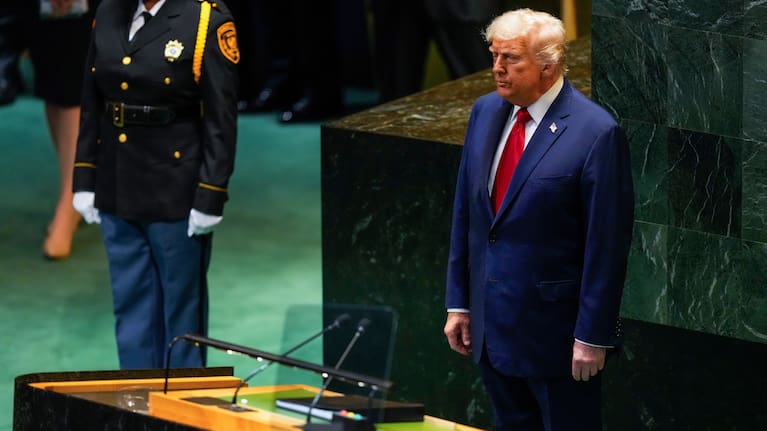 President Donald Trump prepares to address the 80th session of the United Nations General Assembly