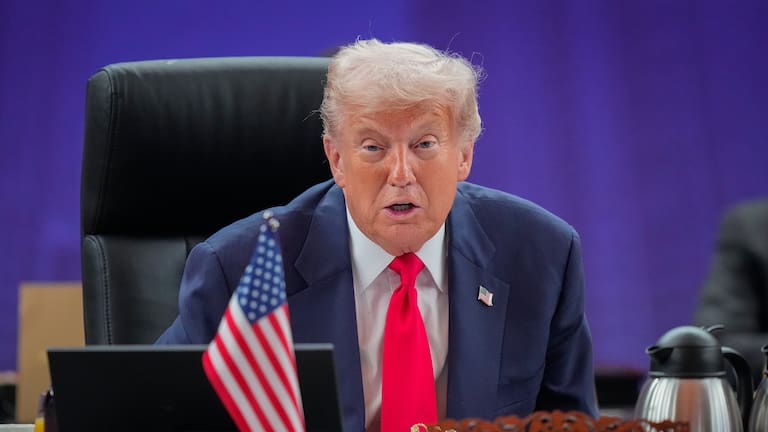 President Donald Trump speaks during the ASEAN US Summit in Kuala Lumpur, Malaysia, Sunday, Oct. 26, 2025
