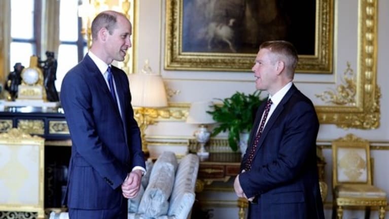 Prime Minister Chris Hipkins has received a warm welcome from Prince William at Winsor Castle this morning,