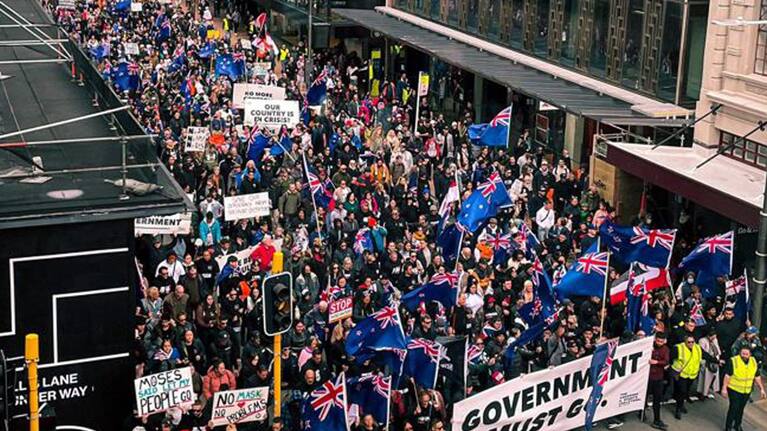 Protesters in Wellington on August 23, 2022.