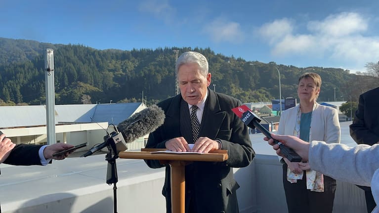 Rail Minister Winston Peters announces new infrastructure for Port Marlborough in Picton on Tuesday.