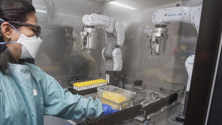 Robots have allowed the automation of some tasks in the processing Covid-19 tests.