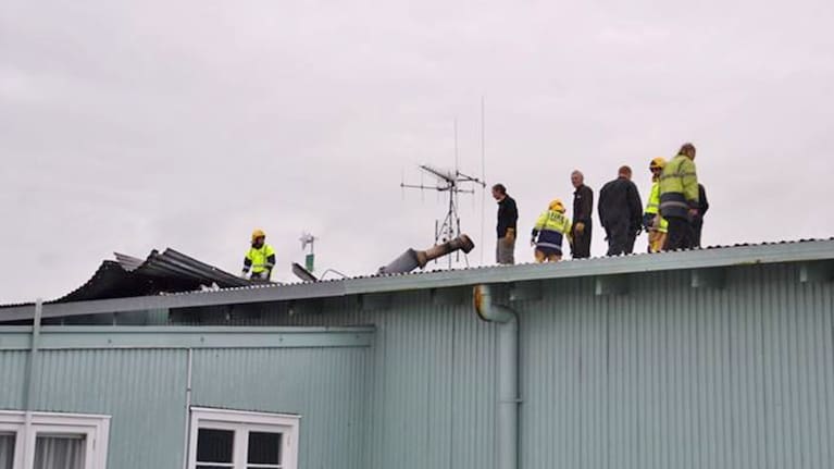 Roof damage at Paeroa RV Centre campground.