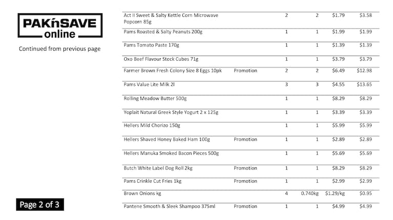 Lesmés online shoppng receipt, part one