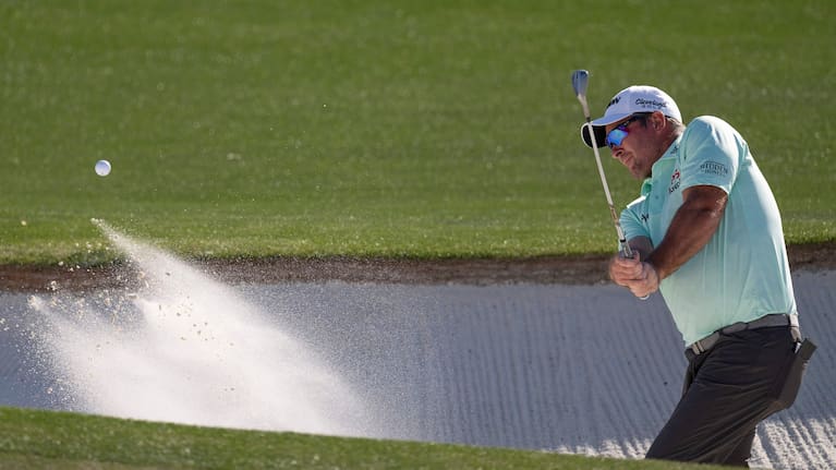 Ryan Fox hits out of a bunker during the third round of the Masters recently - he says he played better than he scored.