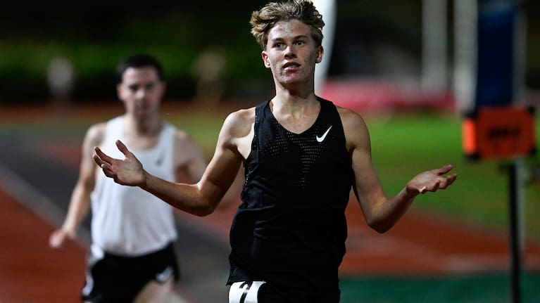 Sam Ruthe becomes the youngest person ever to break the magic four minute mile barrier.
