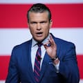 Secretary of Defence Pete Hegseth speaks to senior military leaders at Marine Corps Base Quantico.