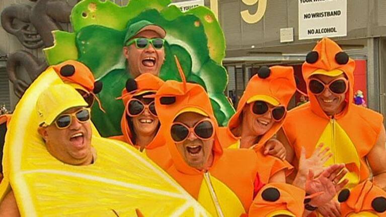 Sevens fans in costume.