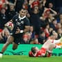Sevu Reece scores one of his two tries against Wales in Cardiff last month.