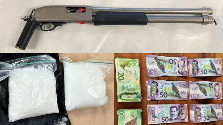 Shotgun, meth and cash seized at Kawakawa property.