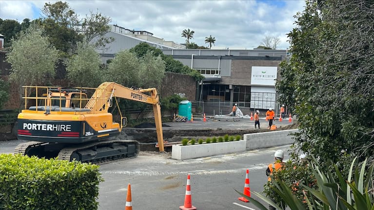 A massive sinkhole has opened up in Parnell after a wastewater pipe collapsed.