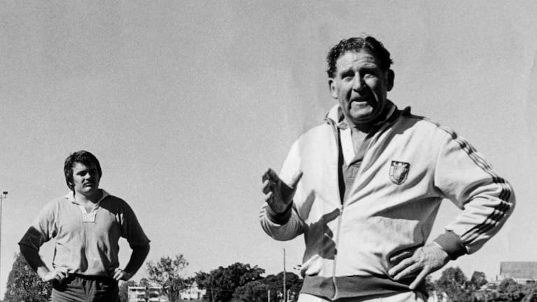 Sir Fred Allen speaks during a training session.