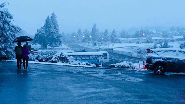 Snow in Tekapo today.