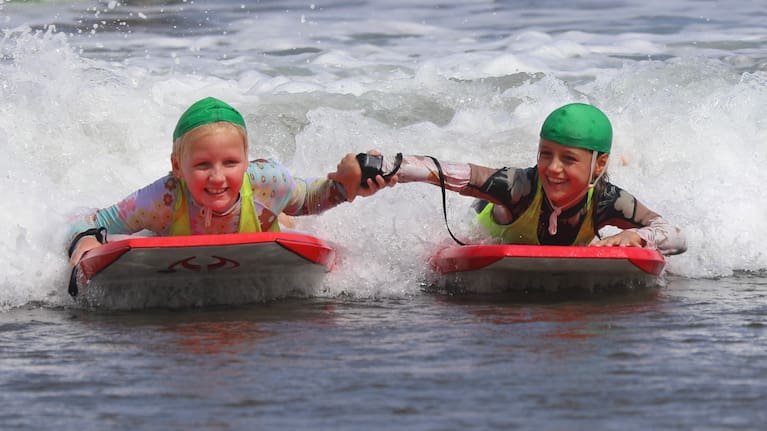 Training for young surf lifeguards. Photo: Rob Ferguson