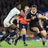 Tamaiti Williams prepares to collide with England's Maro Itoje during the All Blacks' win at Twickenham last year.