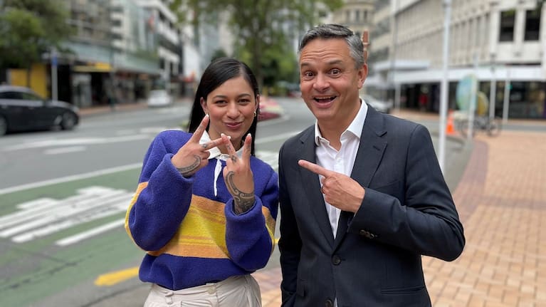 Tamatha Paul and Greens co-leader James Shaw after her selection.