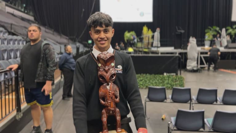 Te Kanawa Wilson, winner of the Pei Te Hurinui Jones senior Māori category.
