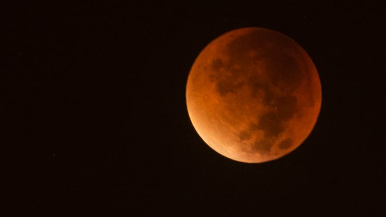 The blood moon during a full lunar eclipse