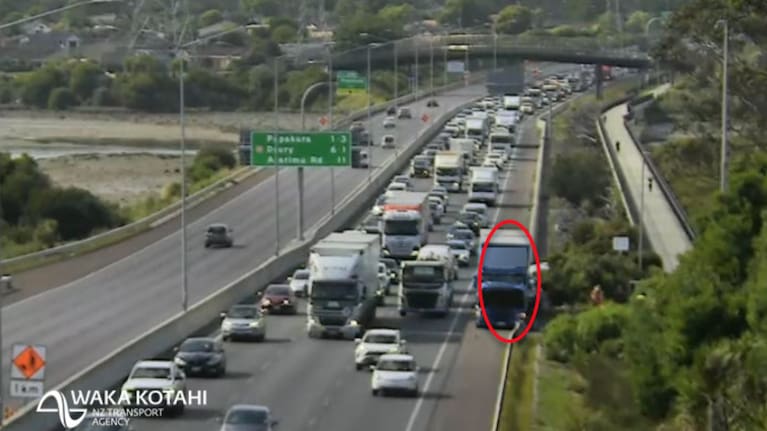 The crash between Papakura & Takanini on the Southern Motorway's northbound lane.