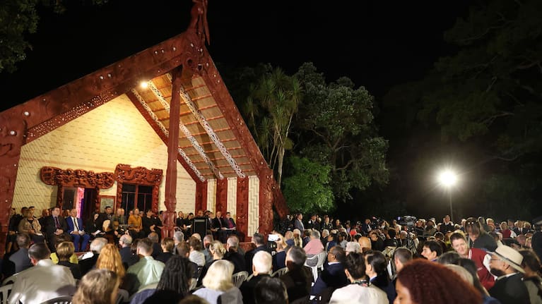 The crowds at the dawn service at Waitangi Treaty Grounds on February 06, 2021