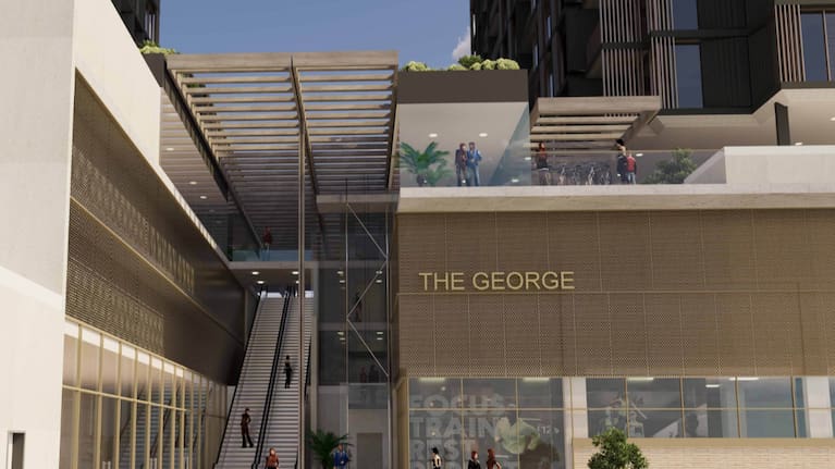 The entrance to one of the planned buildings in the George St mixed-use development project.