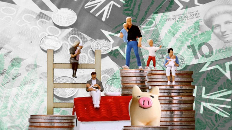 The Government has announced its FamilyBoost package. Composite image by Vania Chandrawidjaja (Source: istock.com / 1News)